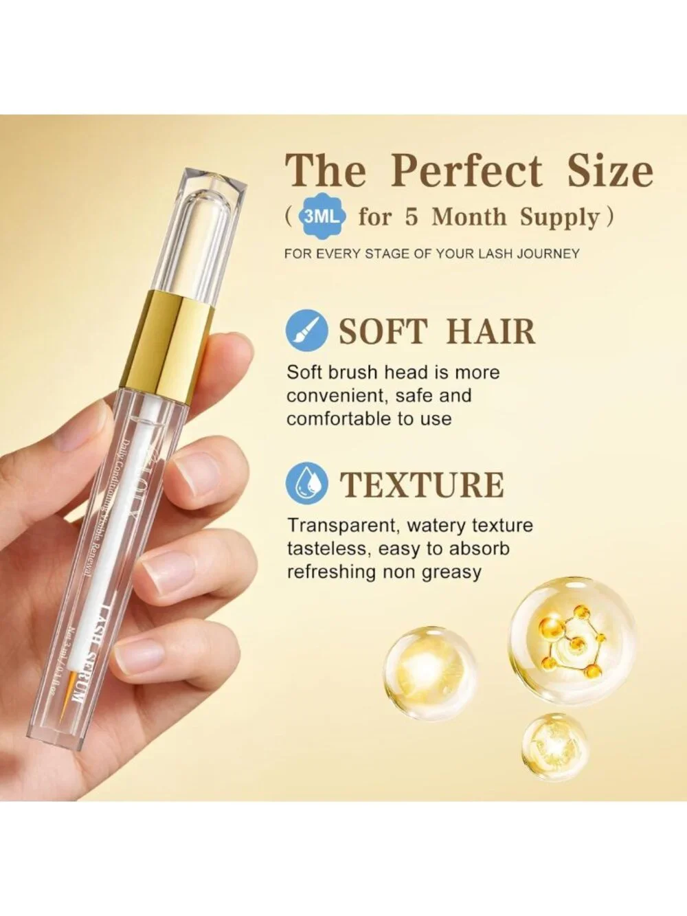 Lash Growth Serum – Fast Results in 7 Days, Nourishing Eye Formula for Sensitive